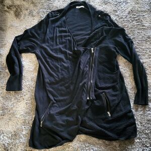 Women's Dex Boutique Zip Cardigan Sweater Black Size X ( 14- 16 )